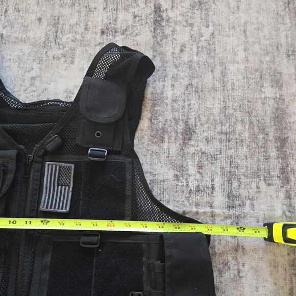 YAKEDA Tactical Vest Black Mesh Adjustable MOLLE Airsoft Paintball Pouches Belt - Picture 5 of 7